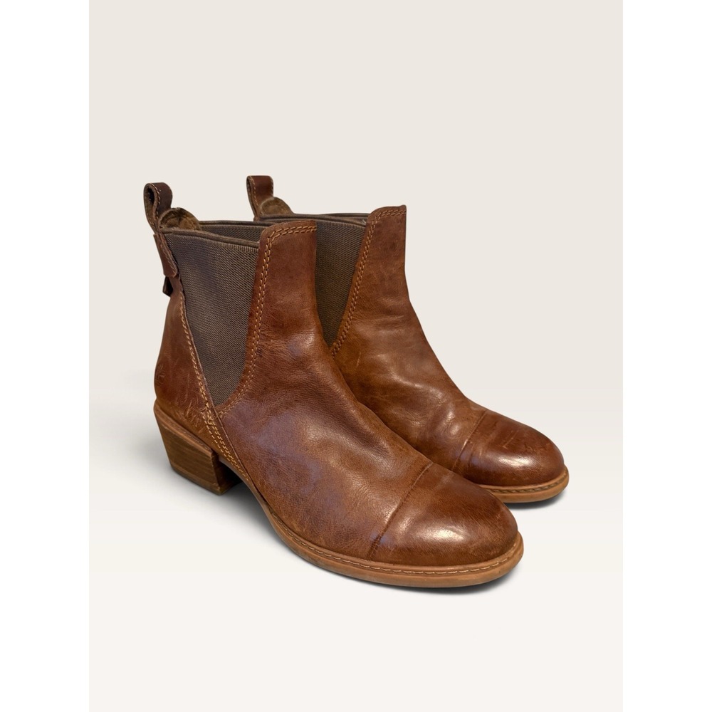 TIMBERLAND Sutherlin Bay Brown Leather Chelsea Ankle Boot Size 7.5 Women's